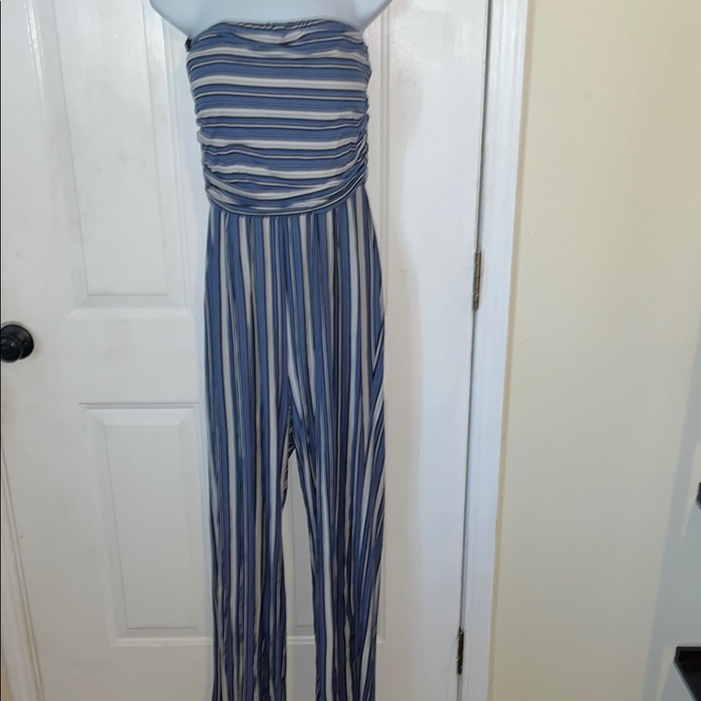 Striped Blue and White Jumpsuit